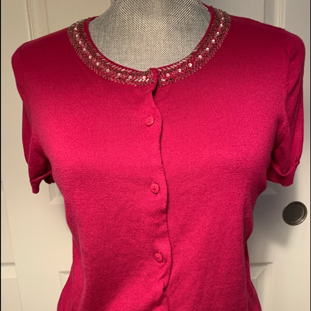 Berry sweater with beaded trim